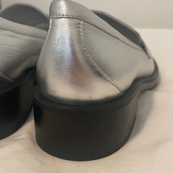 Stuart Weitzman Metallic Silver Loafers NWOT - Picture 10 of 12